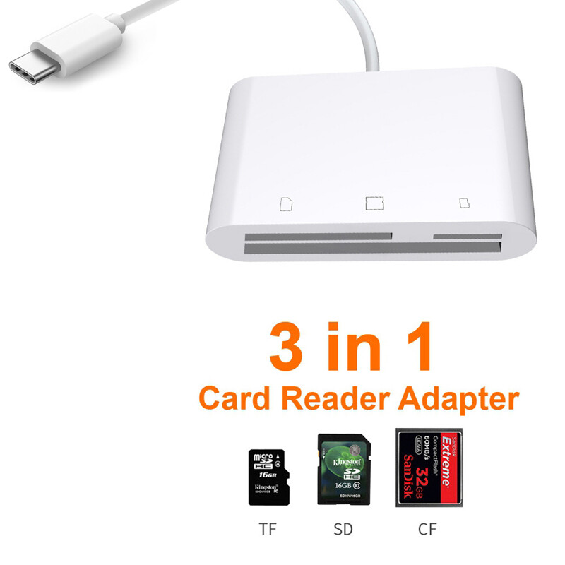 TYPE C Multi Card Reader Adapter for Micro SD / SD / SDXC / SDHC / CF - PC Mac