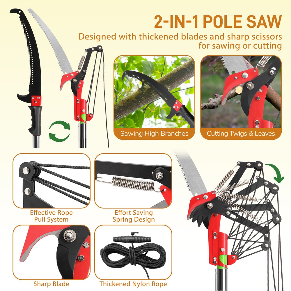 Tree Pruner Pole 26 ft. Saw Branch Limb Pruning Cutter Trimmer Extendable Shaft