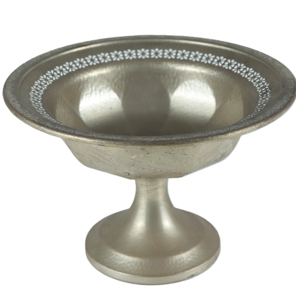 Vintage Continental Silver Co. Hammered Compote Pedestal Bowl 2715 EPNS Pierced