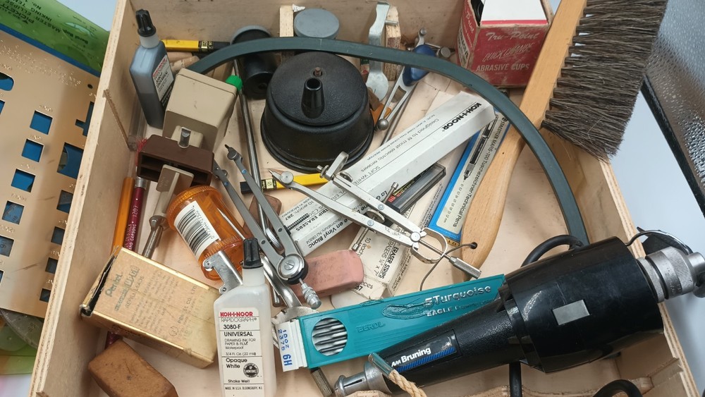 Vintage Drafting Tool Lot Neptune Compass Set Geometry Tools 50+ Items