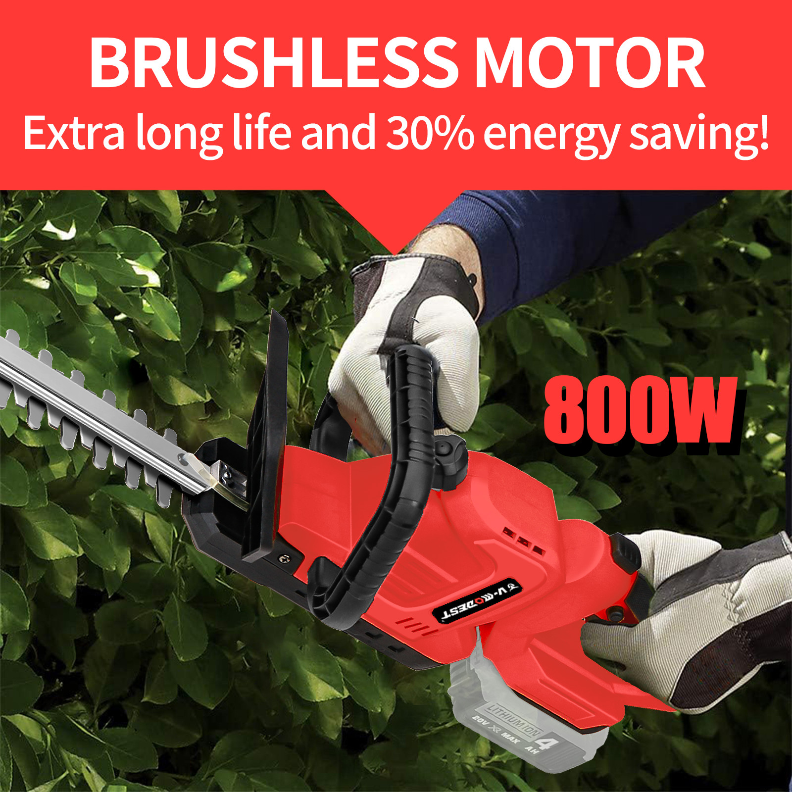 20" Handheld Electric Cordless Hedge Trimmer Bush Trimmer For Milwaukee Battery