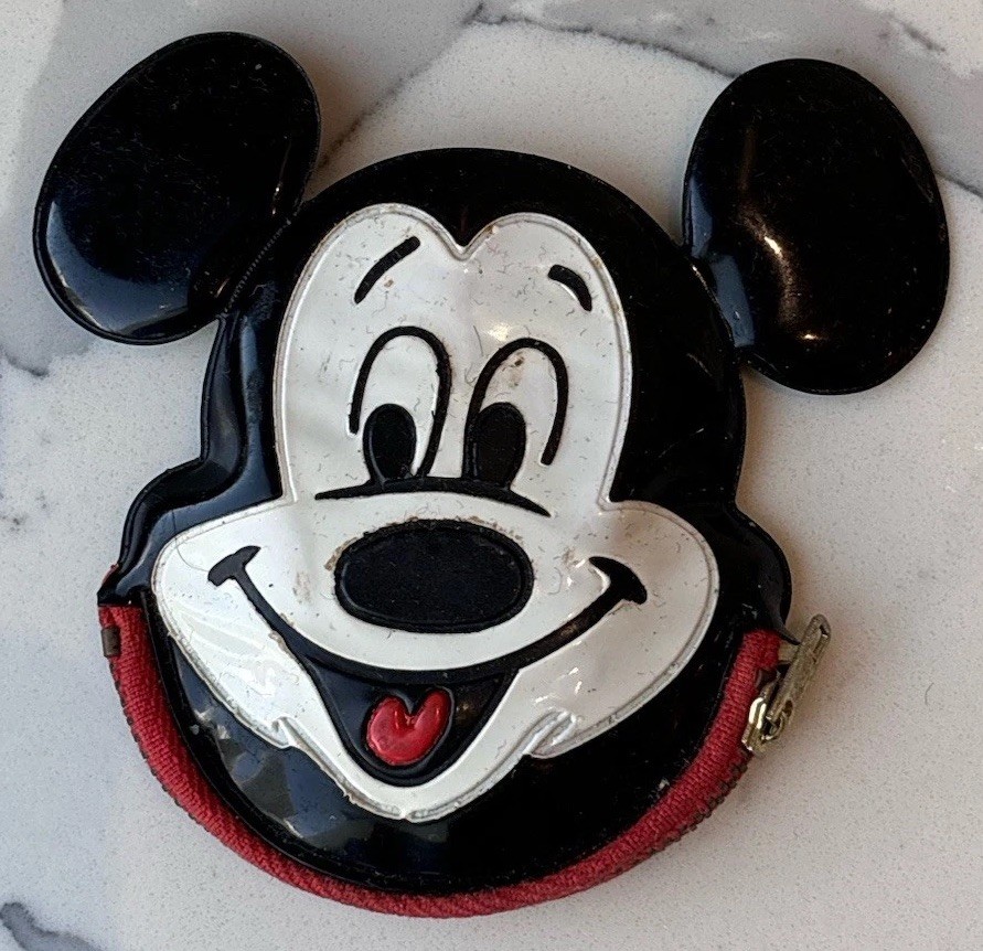 Mickey Mouse Coin Purse 1972 Squeaks! Original Tag, Rare Vintage Disneyana Gifts