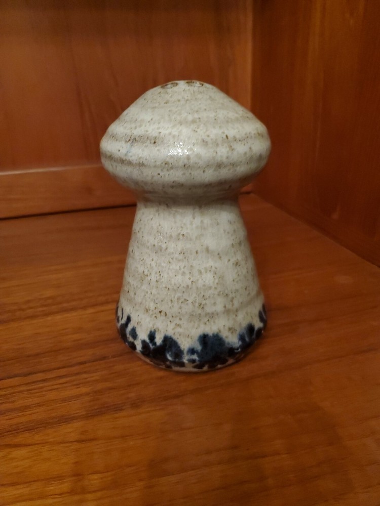 Signed Studio Art Pottery Cheese Shaker Speckled Blue & Tan