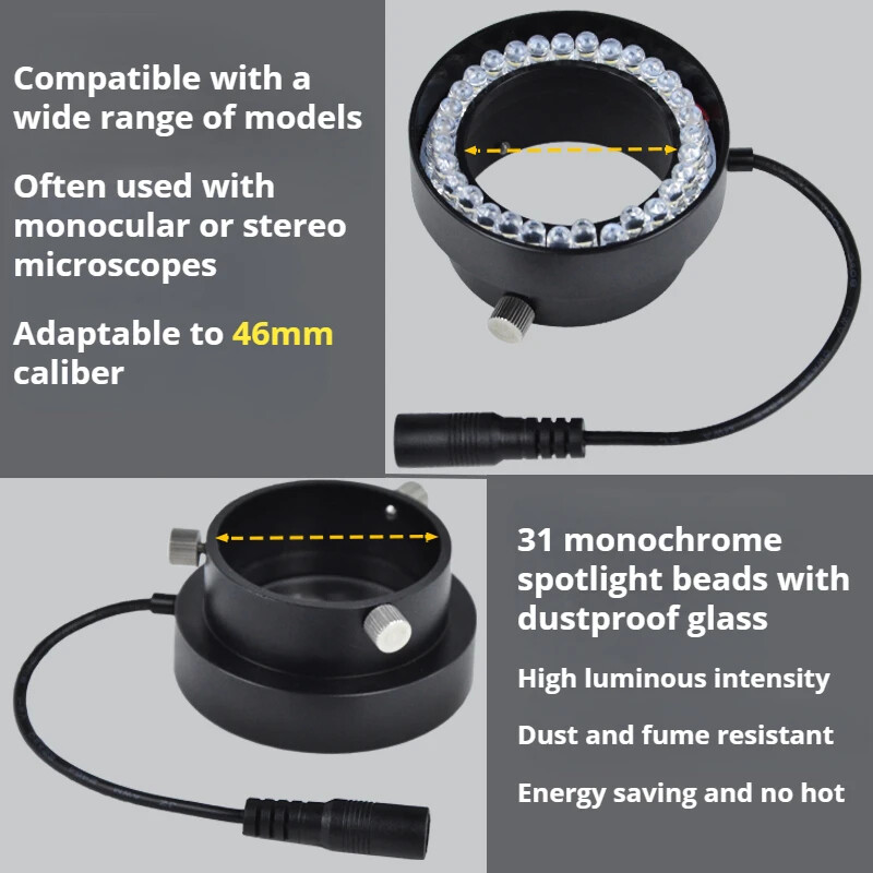 Illuminator Lamp LED Ring Light Source for Industrial Microscope with Dust Cover