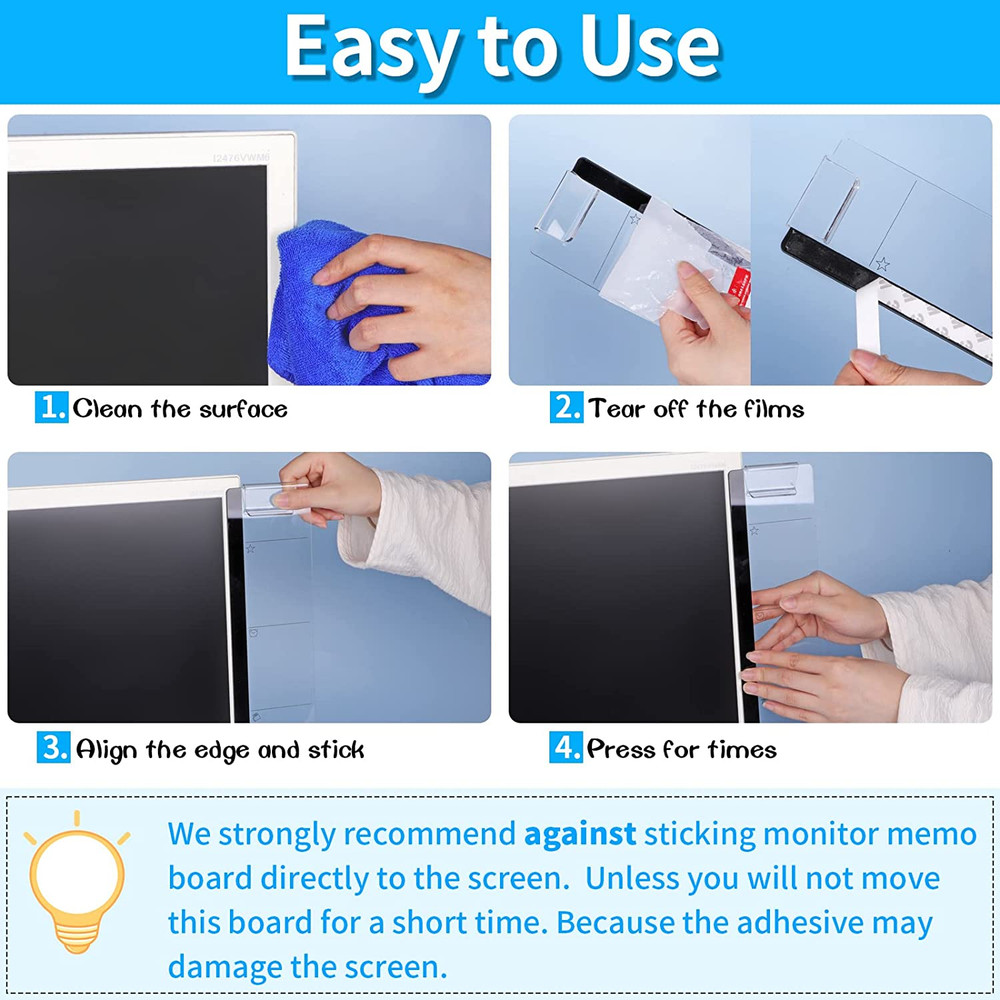 Monitor Memo Board, 2PCS Multifunction Sticky Note Holder for Computer Screen...