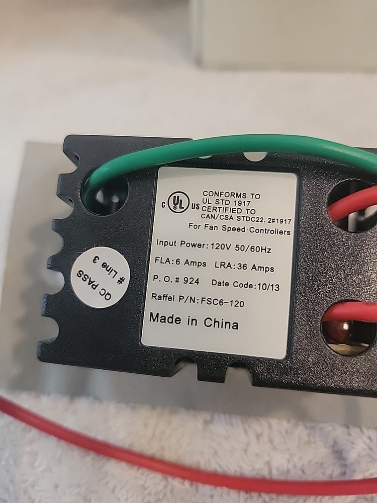 Raffel Systems Fan Speed Control Wall Mount 385031