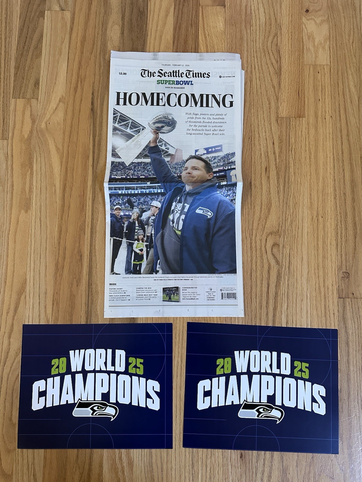 SEATTLE SEAHAWKS SEATTLE TIMES FULL NEWSPAPER 2/12/2026 SUPERBOWL PARADE- NEW
