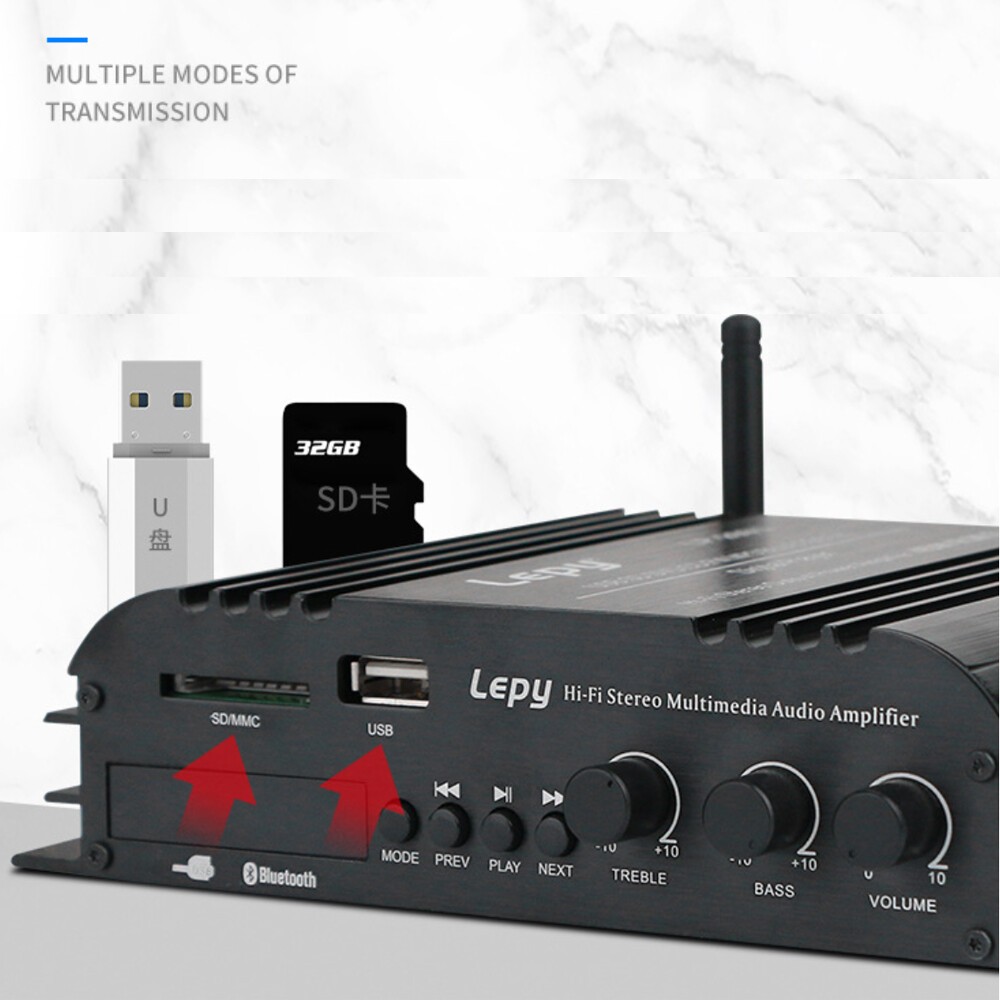 45W 4 Channel Bluetooth Stereo Amplifier Speaker with USB SD Remote Control