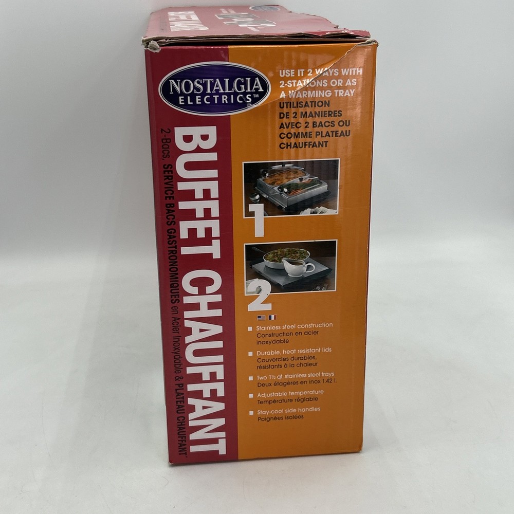 NOSTALGIA ELECTRIC 2-Station Stainless Buffet Server & Warming Tray BCD-222