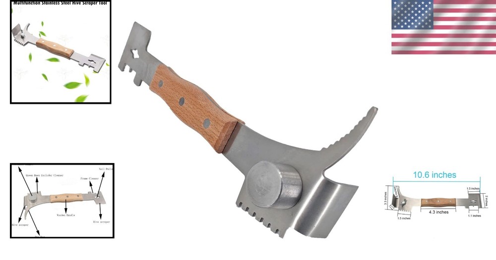 Compact 10.6-Inch Multi-Functional Hive Tool - The Ultimate Beekeeping Solution
