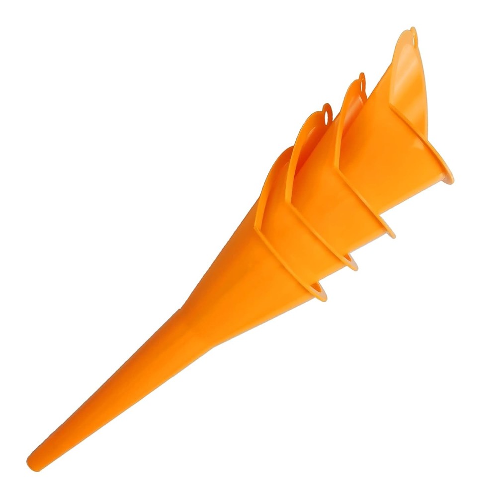 Multi-function long neck plastic funnel for liquids.