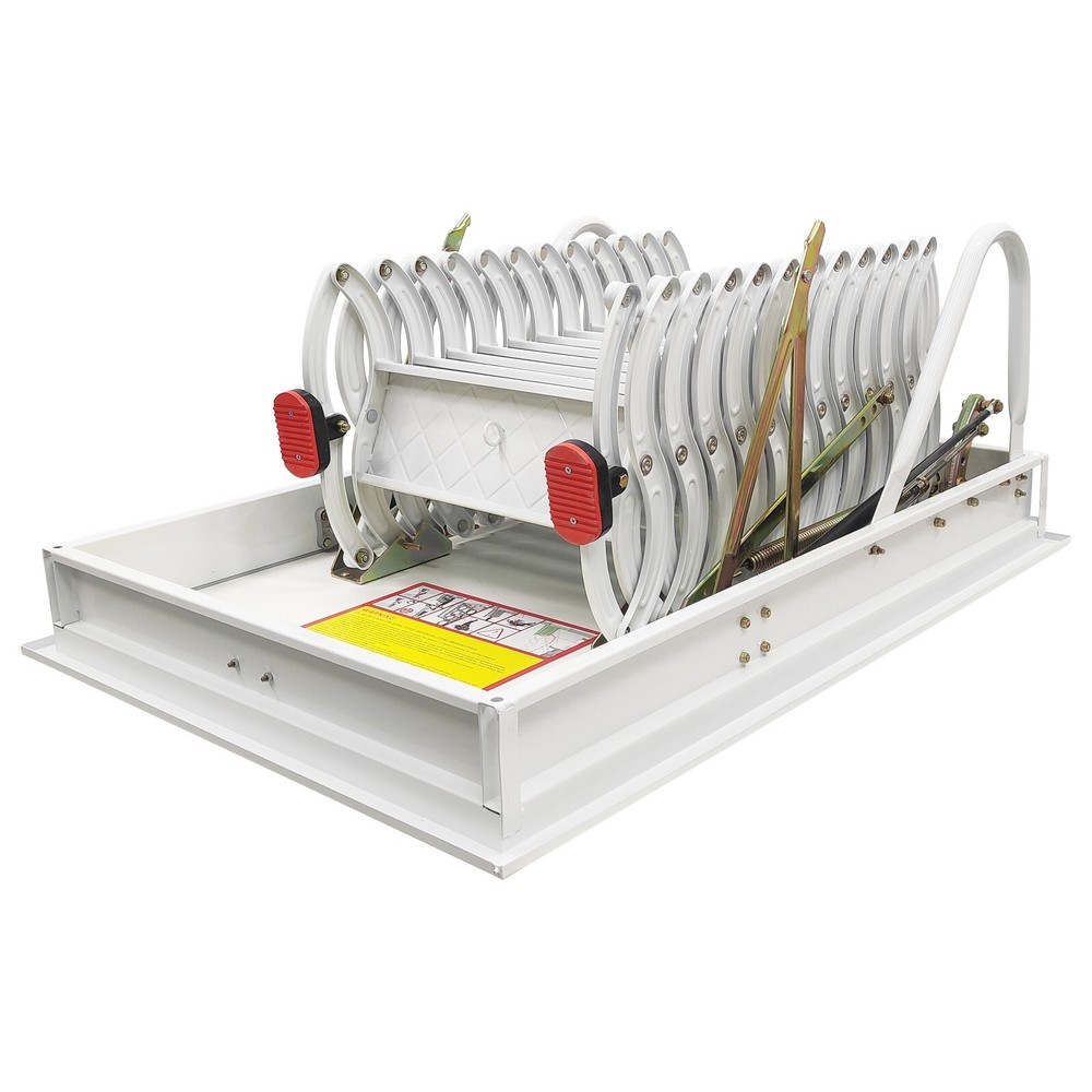 9.8ft Hidden Telescopic Folding Ladder White Attic Pull Down Ceiling stairs