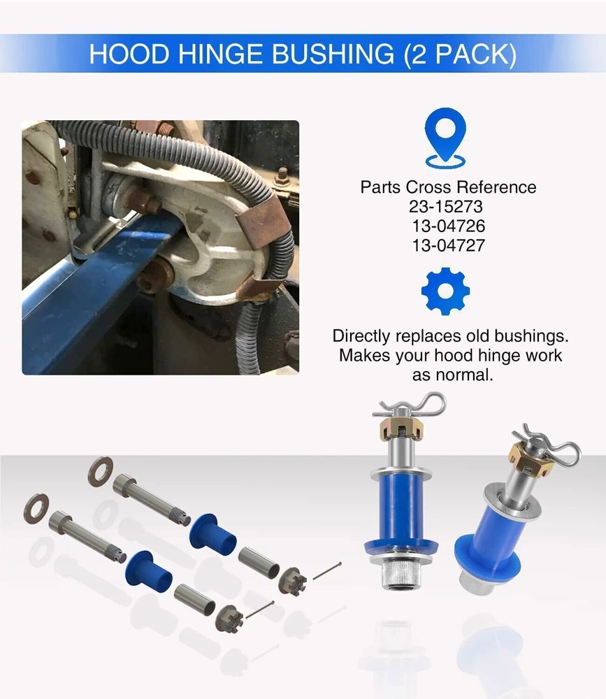 Engine Hood Hinge Pivot Bushing Kit Mounting Bolt Full Set For Peterbilt 378 379
