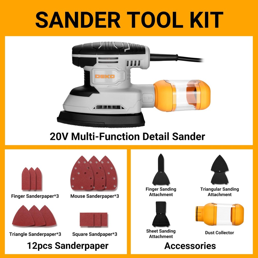 Detail Sander: DEKOPRO Multi-Function Mouse Sander Electric Sander Tool Corded P