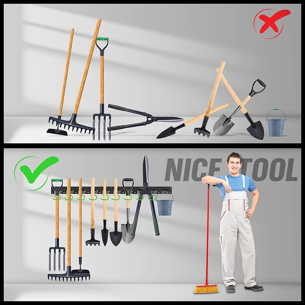 64 Adjustable Wall Mounted Tool Garage & Garden Organizer Holder Hangers Black