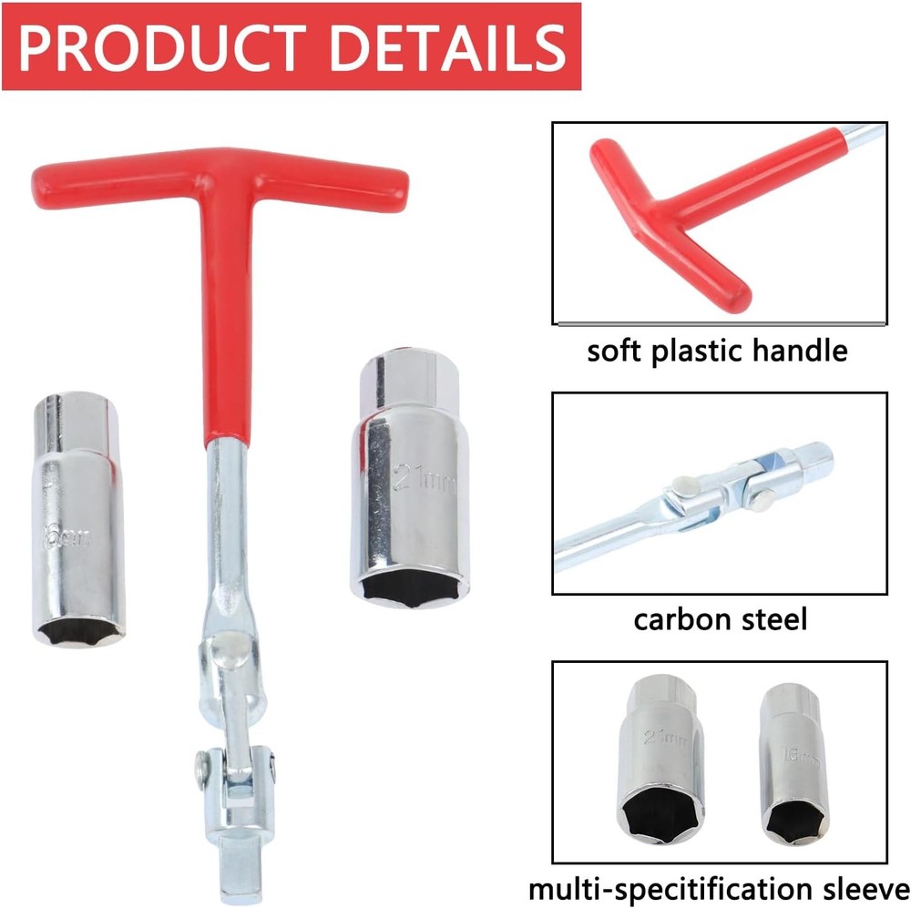 Spark Plug Socket Wrench T Handle 16mm 21mm Tool for Small Engines