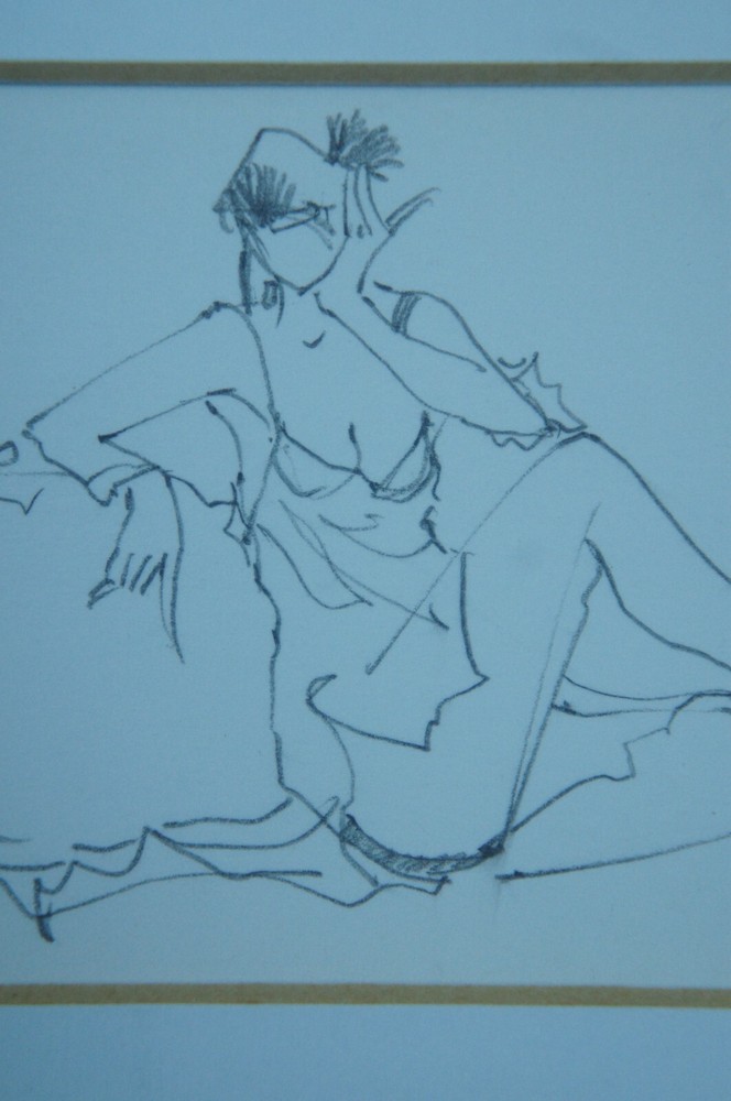 Vintage Expressionist Promiscuous Signed Print & Drawing Sketch 22"
