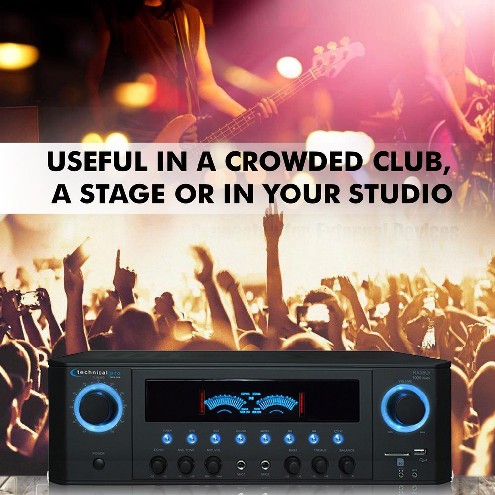 New Technical Pro 1000W Professional Audio Receiver with USB/SD Card Input & MP3