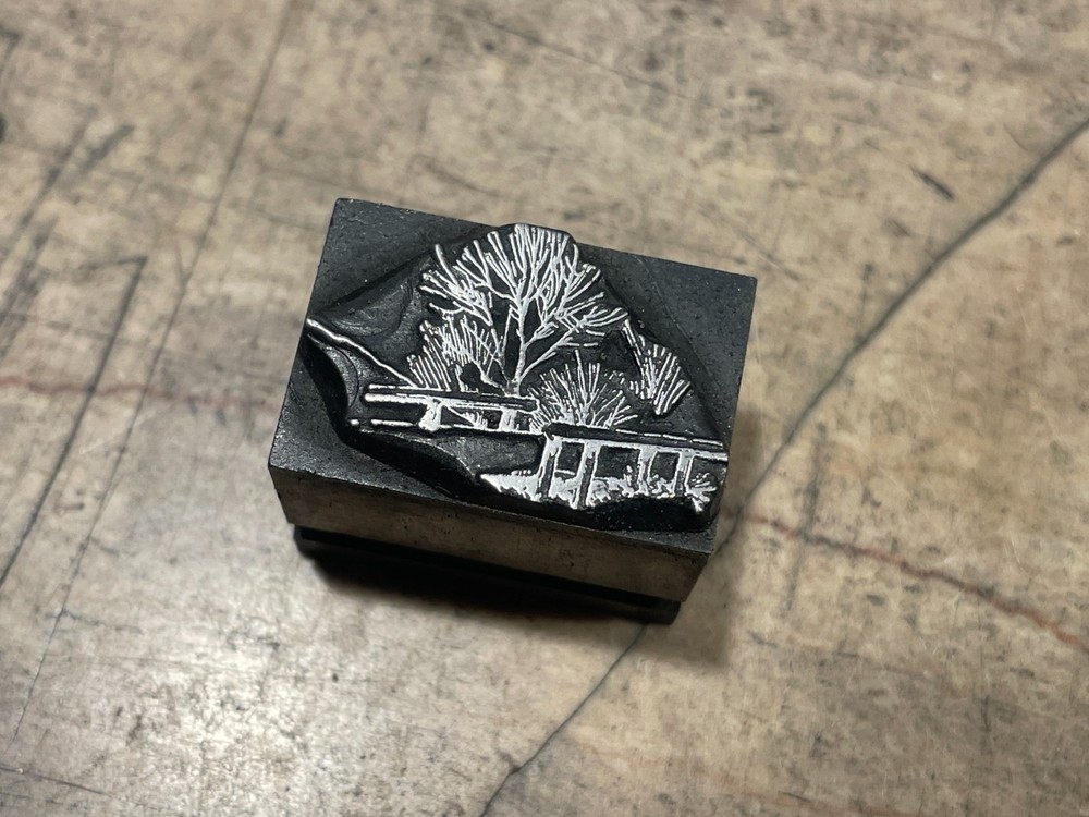Printing Letterpress Printers Block Foundry Cast Bridge & Tree (2136)
