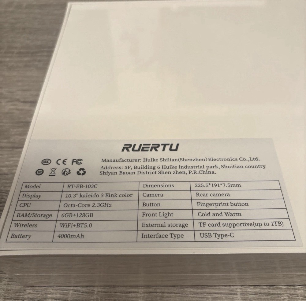 RUERTU 10.3” Color E-Ink Writing Tablet Smart Notebook Android w/ Stylus Fullbox