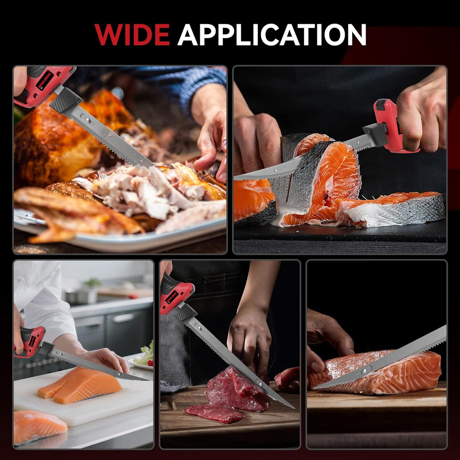 12V Cordless Electric Fillet Knife, 4 Ti-Nitride Coated Non-Stick Blades, Cordle