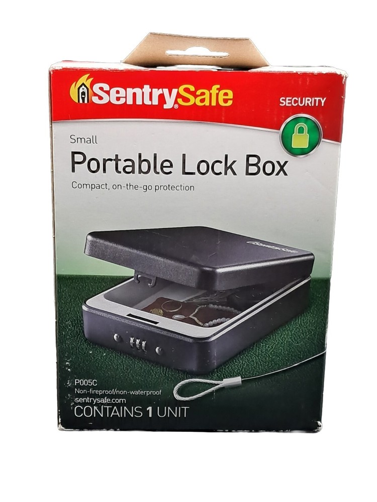 Sentry Safe Small Portable Security Lock Box Case Safe Combination P005C- New!