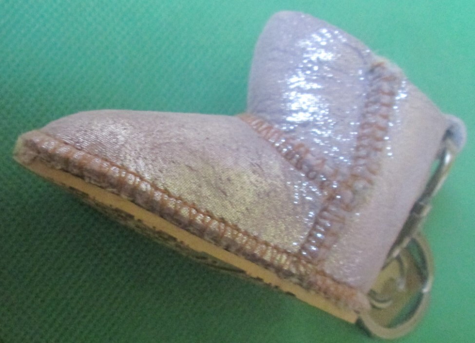 Australia LUXE Silver Shearling BOOT keyring key chain keychain 3"