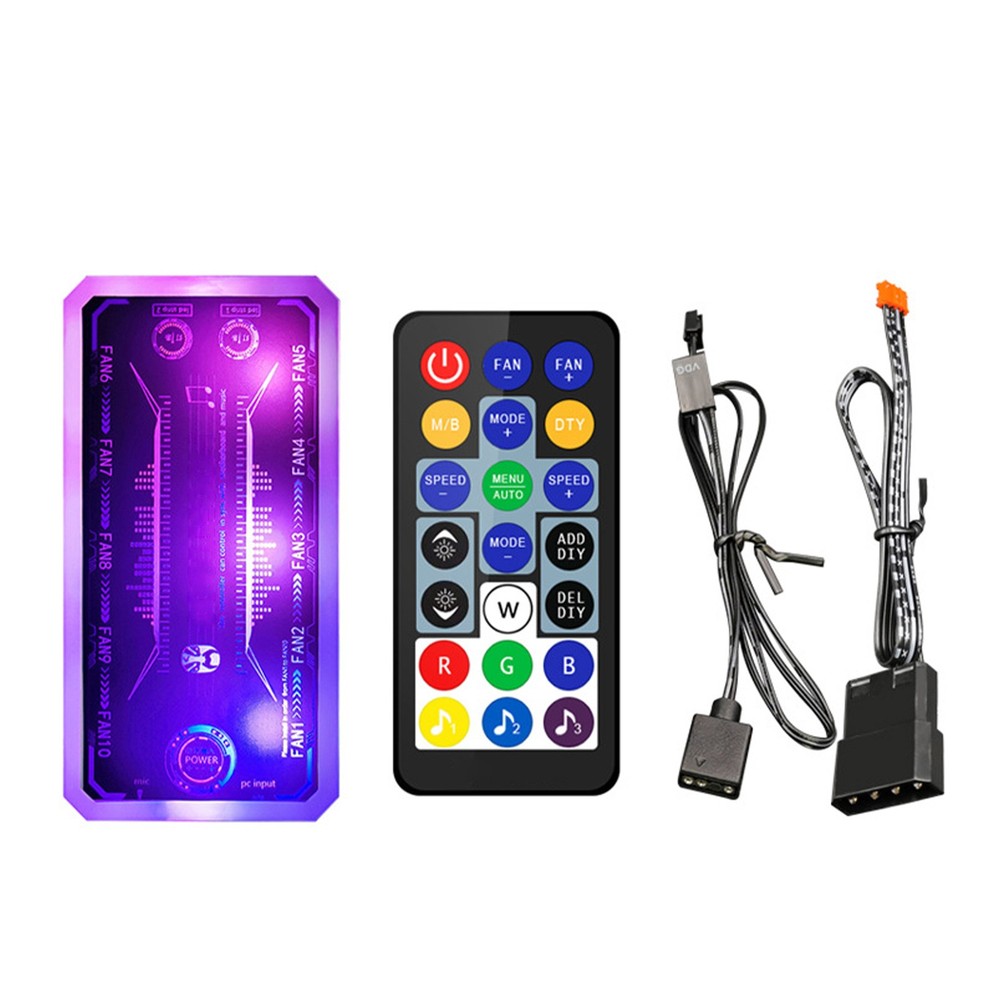 For PC Case Fan Cooling Cooler Adapter LED RGB Lamp Controller+Remote Control h