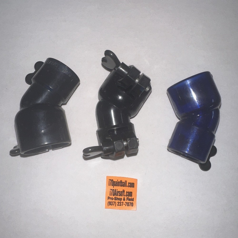 Blue Adjustable Hopper Feed Necks / Hopper Adapters / Threaded Elbows (3)