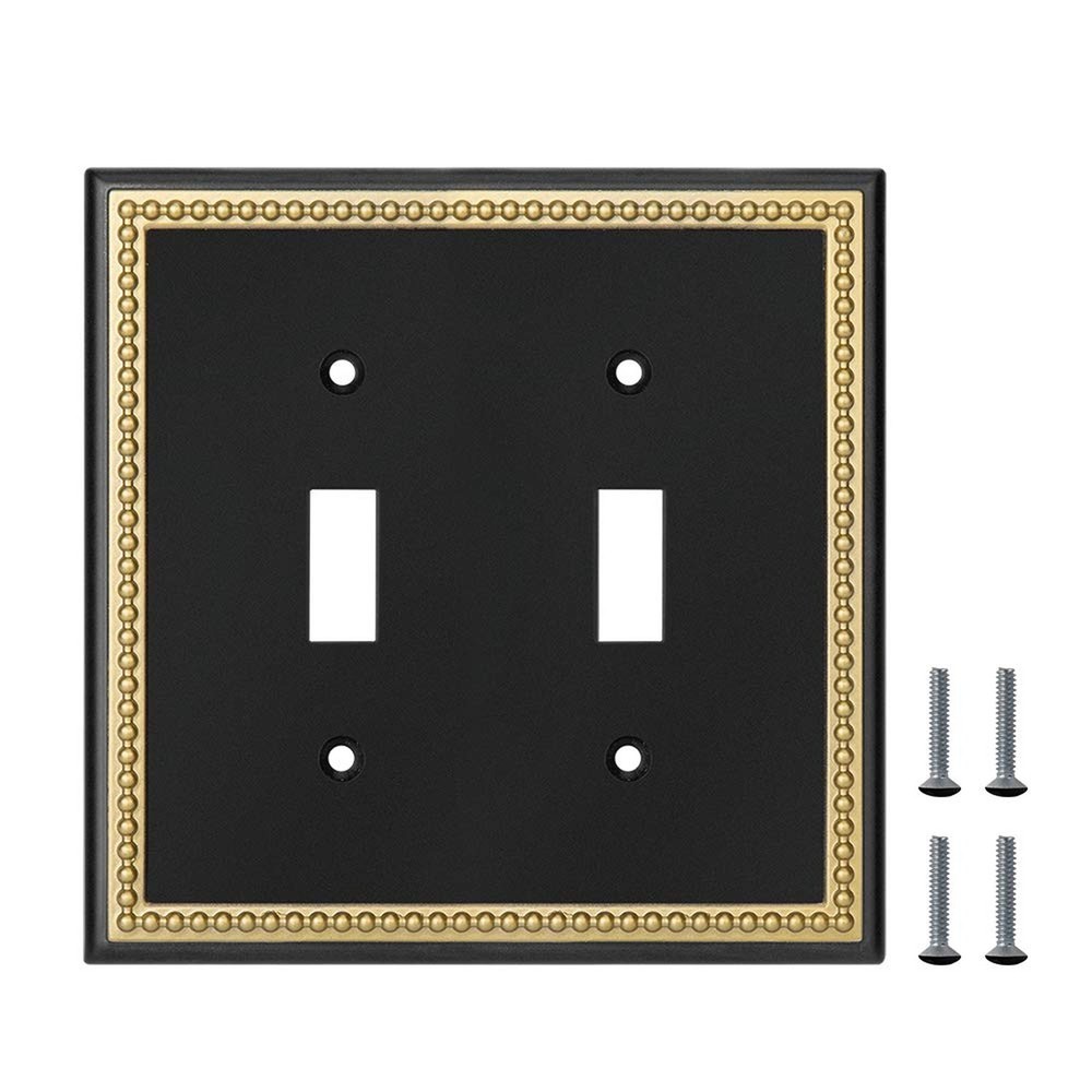 Pearled Frame Decorative Wall Plate Switch Plate Outlet Cover (Double Toggle,...