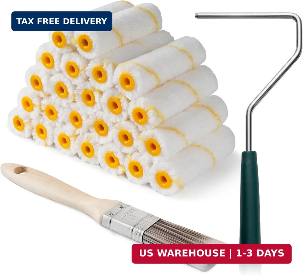 Paint Roller Covers, 26 Pack, 4 Inch 3/8" Nap Microfiber Small Paint Rollers Set