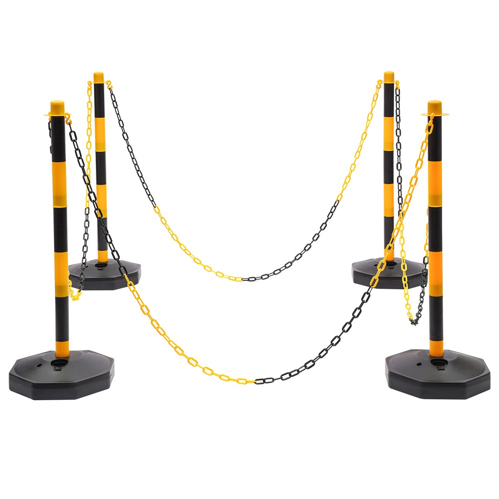 Portable 6pcs Parking Pole 33.5" Adjustable Delineator Post With Chains US ship