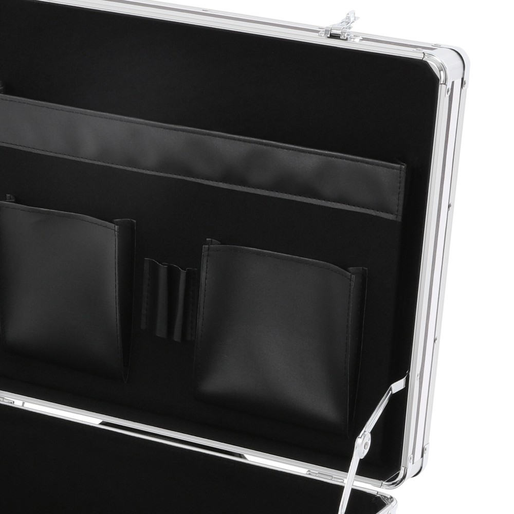 Striped style Rolling File Storage Case, Lockable File Box with Telescopic Pole