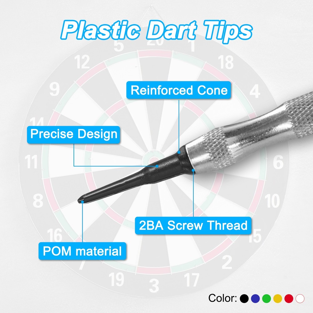 Plastic Dart Tips, 100 Pack 2BA Thread Soft Dart Tips Dart Accessories, Black