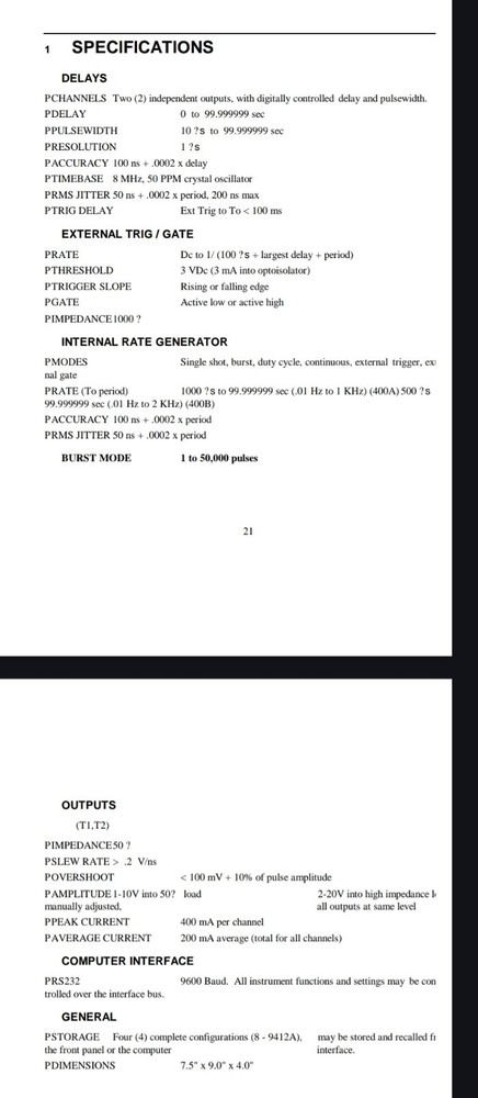Berkeley Nucleonics BNC 400B Pulse Generator Width Gate Delay Signal Synthesizer