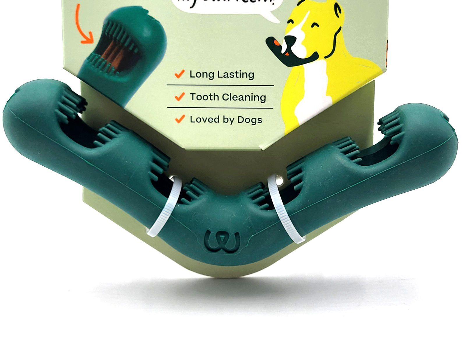 Woof Bite n' Brush Small Treat Holder Toothbrush Tough Non Toxic For Dogs 7"