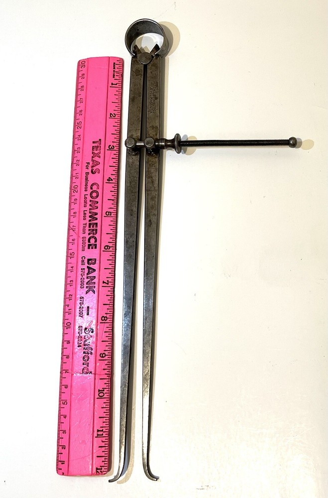 STARRETT  12 Inch Long Leg Spring Joint Inside Caliper - Very Good Condition