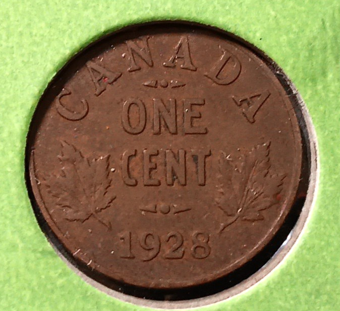1928 Canada 1 Cent George V Small Cent