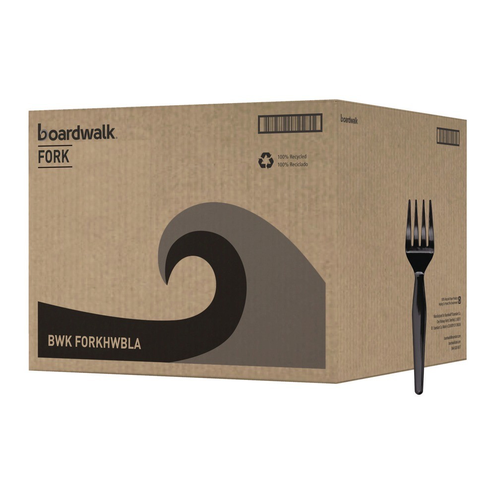 Boardwalk FORKHWBLA Heavyweight Polystyrene Plastic Fork Cutlery (1000/CT) New
