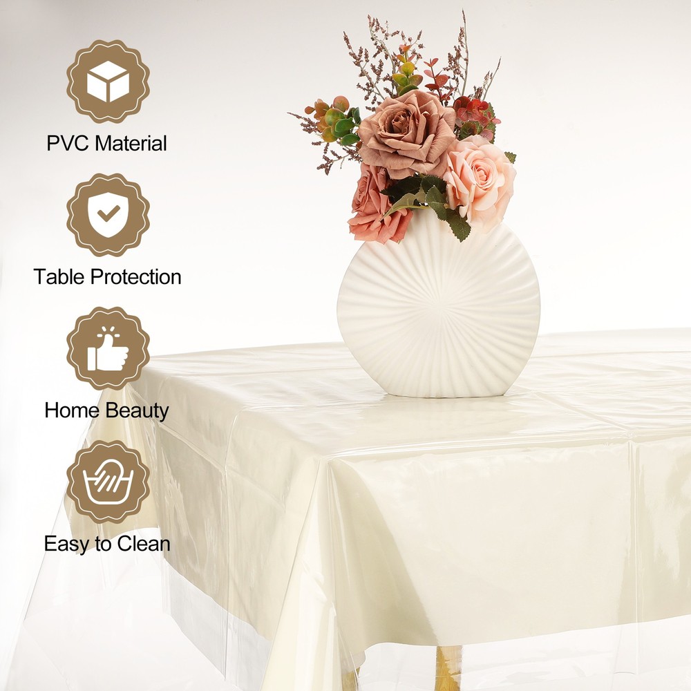 60x60 Inch Clear Plastic Tablecloth Square Vinyl Table Cover Protector