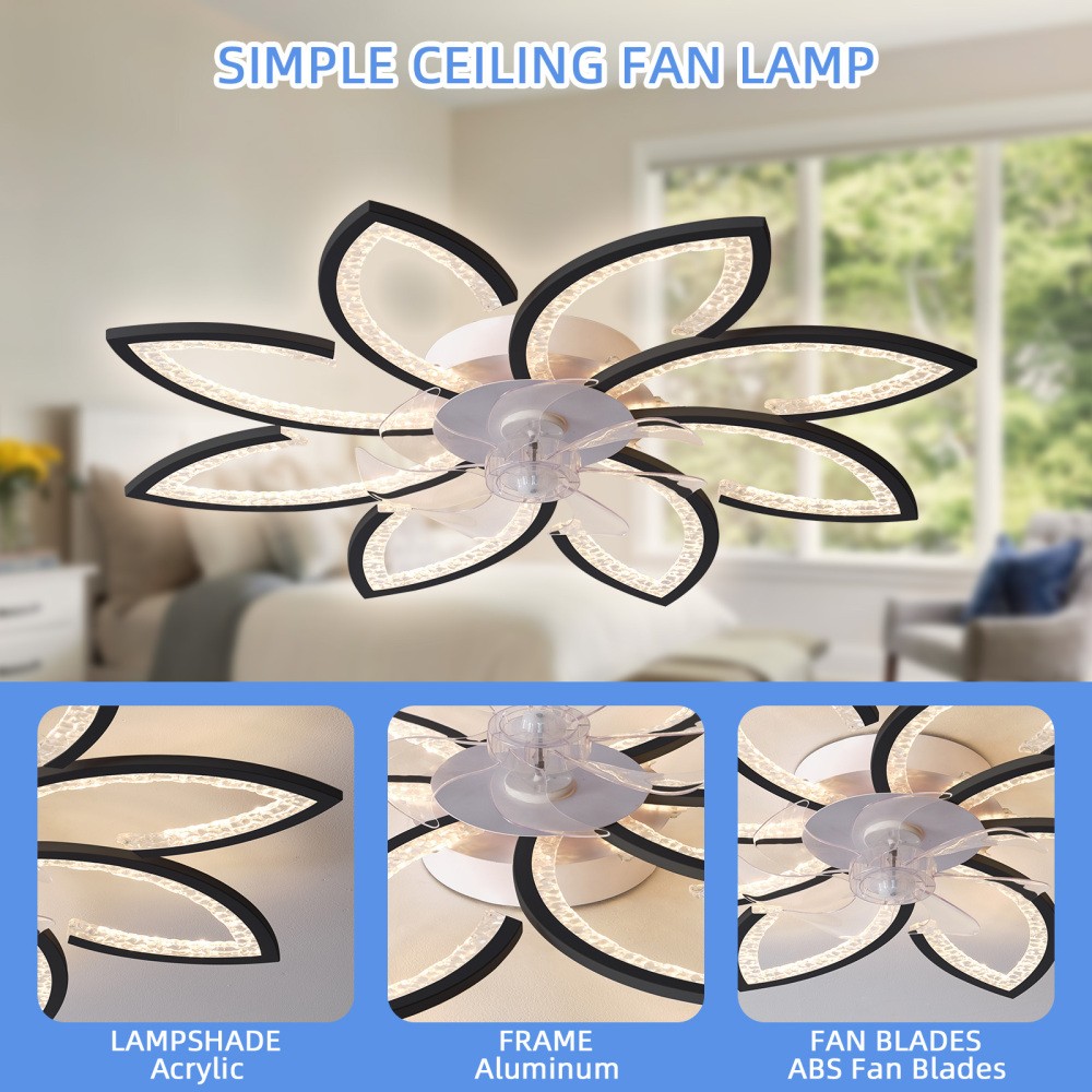 35.4 Inch Ceiling Fan with Light & Remote Control, Dimmable LED, Easy Install