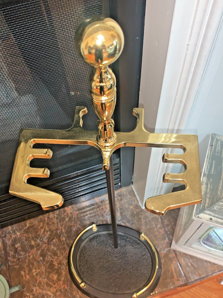 Gold & Black cast iron fireplace tool set with stand