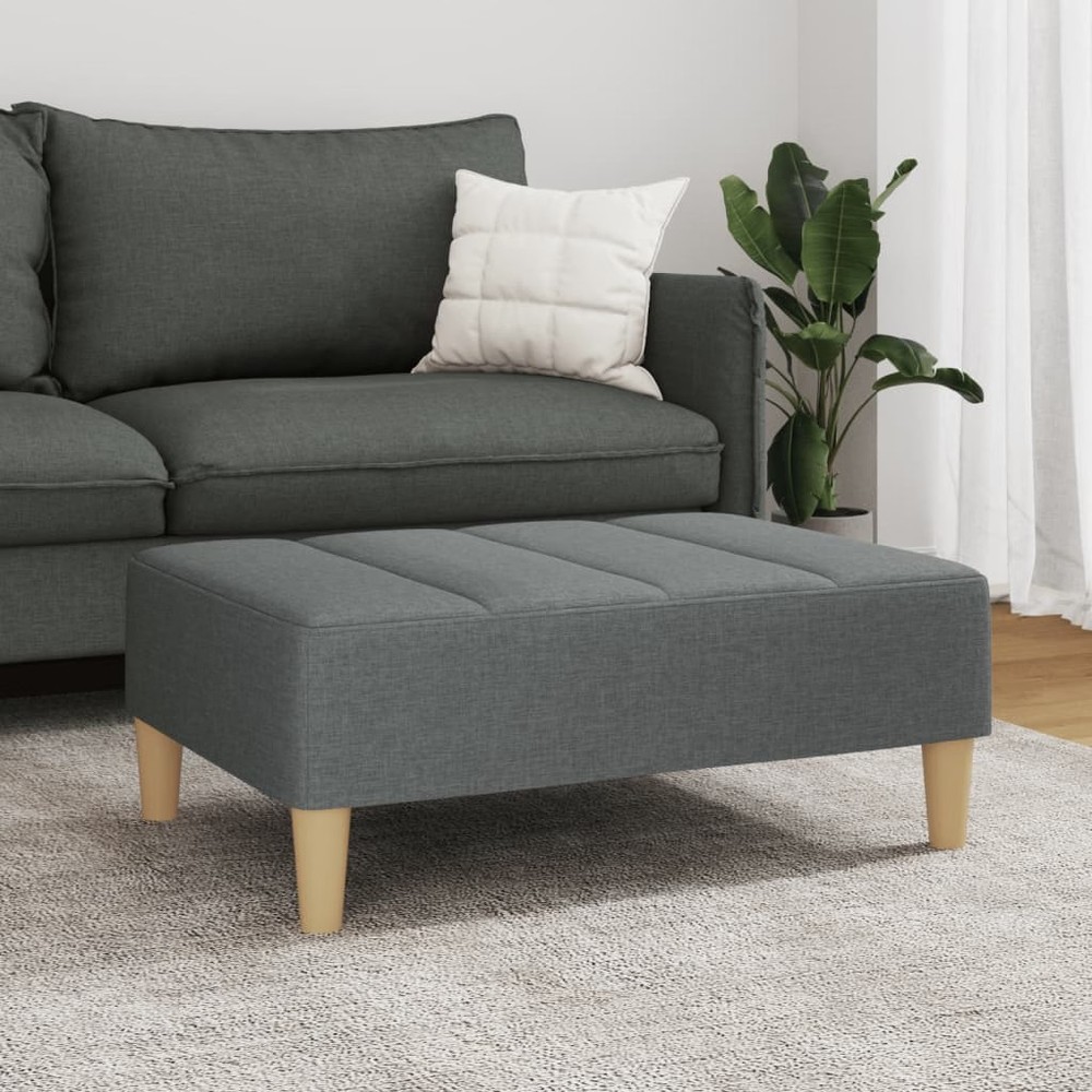 Footstool Dark Grey Polyester, Plywood, Foam, Plastic Medium