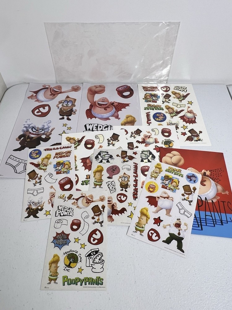 Captain Underpants Lot Stickers Temporary Tattoos Mini Blank Note Book