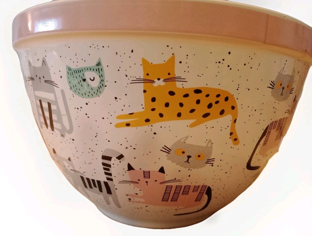 MasterClass Bake Shop Cat Mixing Bowl Kitten Ceramic Speckled Baking Kitchenware