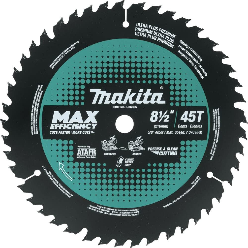E-06965 Max Efficiency 8-1/2" 45 Tooth Thin Kerf Miter Saw Blade