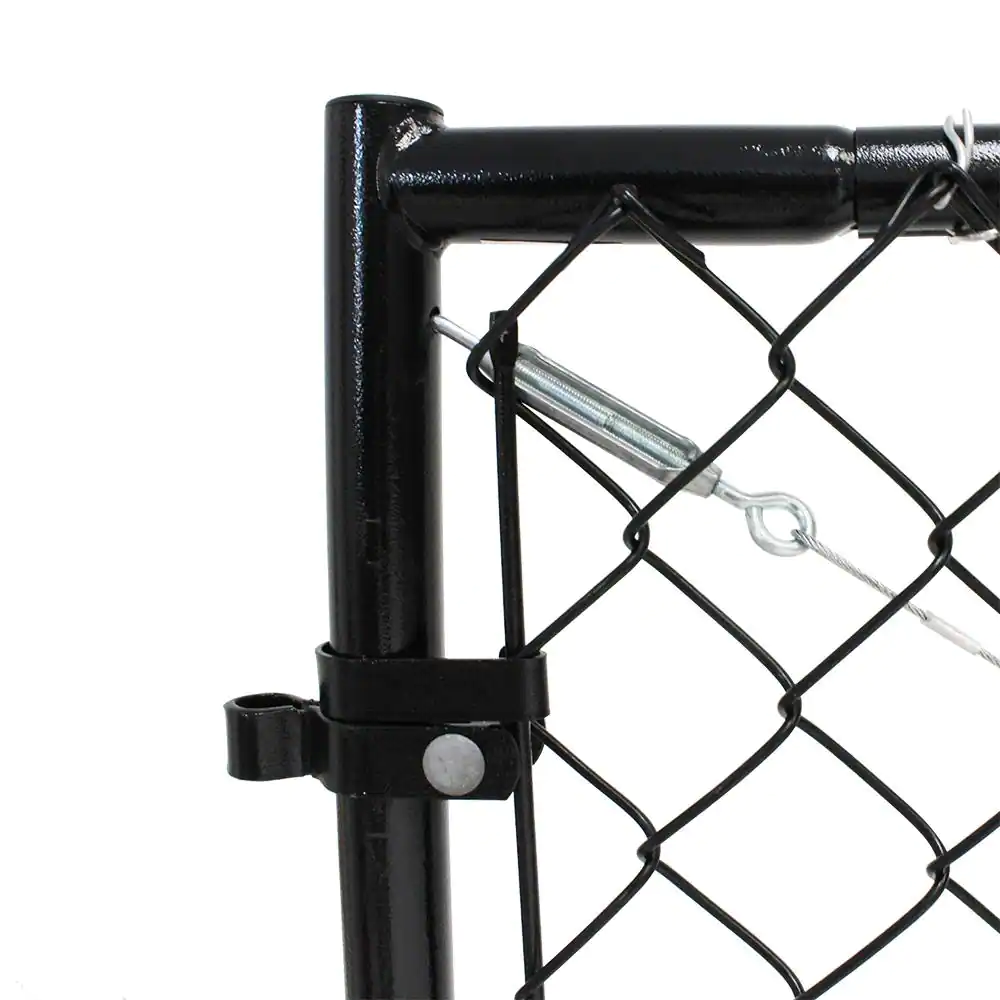 Chain Link Fence 4' H Adjustable Walk Gate Kit Square Corner Frame Black