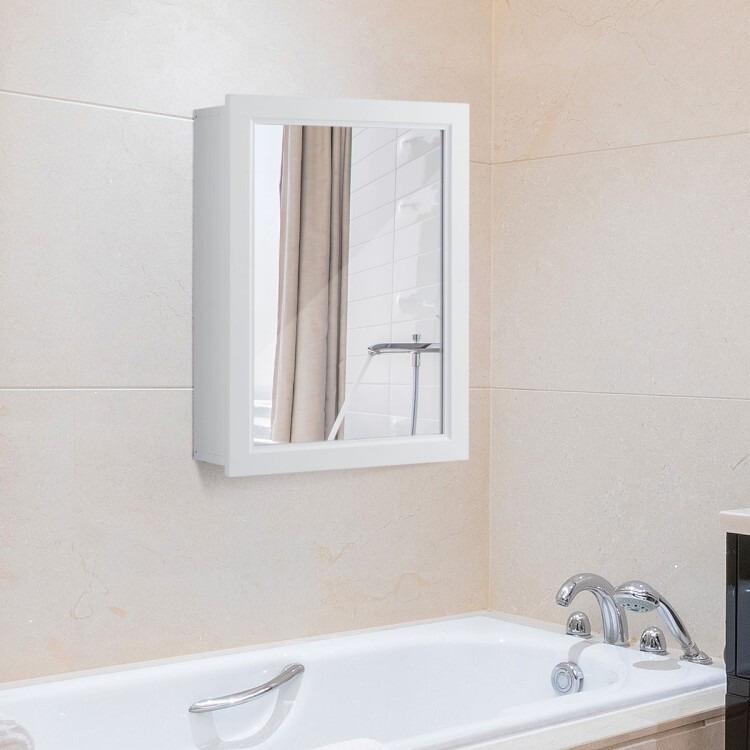 Bathroom Medicine Cabinet Storage Organizer Wall Mounted Mirror Adjustable Shelf
