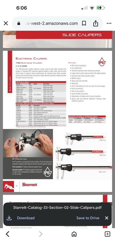 Starrett Interface Cable PT63388 &Program CD Used ToCalibrate798 Digital Caliper