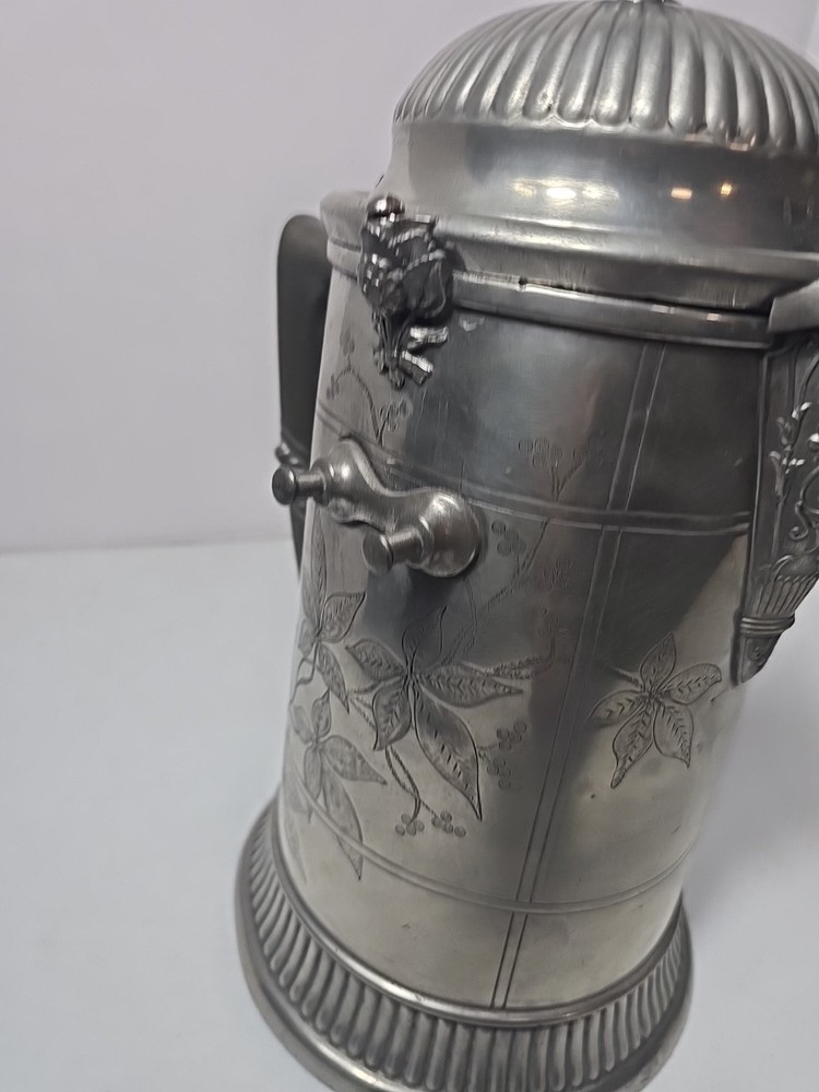 Antique 1879 Silver Plated Reed & Barton Coffee Ice Pitcher 14"